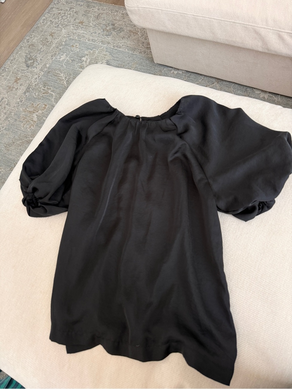 Ann Taylor Black Puff-Sleeve Blouse